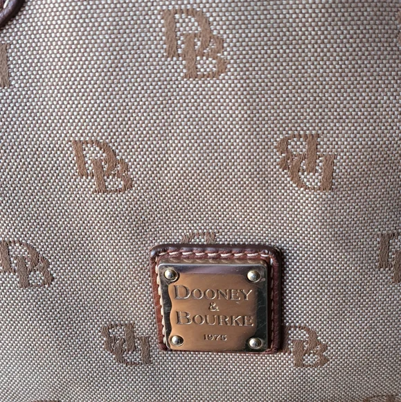 Vintage Dooney & Bourke Tan and Brown Logo Satchel - Picture 2 of 16